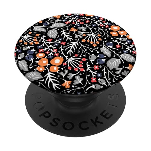 Modernes botanisches Blumenmuster auf Schwarz PopSockets Klebender PopGrip Modernes botanisches Blumenmuster auf Schwarz PopSockets Klebender PopGrip von Hübsche Blumendesigns