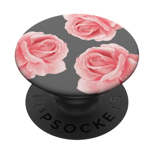 Nette rosa Aquarell Rosenblumen auf grauem Blumen PopSockets Klebender PopGrip Nette rosa Aquarell Rosenblumen auf grauem Blumen PopSockets Klebender PopGrip von Hübsche Blumendesigns