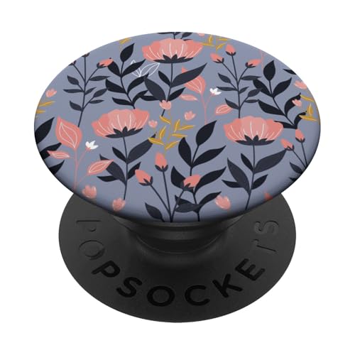 Nettes rosa Blumenmuster auf Grau PopSockets Klebender PopGrip Nettes rosa Blumenmuster auf Grau PopSockets Klebender PopGrip von Hübsche Blumendesigns