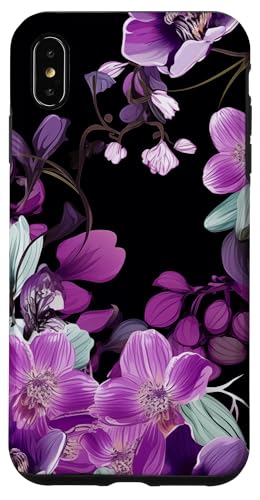 Purpur Orchidee und Glyzhütte Blumenmuster auf Schwarz Hülle für iPhone XS Max Purpur Orchidee und Glyzhütte Blumenmuster auf Schwarz Hülle für iPhone XS Max von Hübsche Blumendesigns