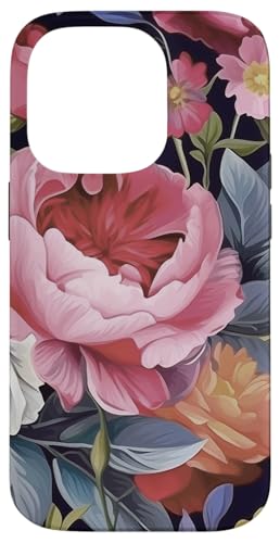 Rose- und Pfingstrosenblumenmuster auf Schwarz Hülle für iPhone 14 Pro Rose- und Pfingstrosenblumenmuster auf Schwarz Hülle für iPhone 14 Pro von Hübsche Blumendesigns
