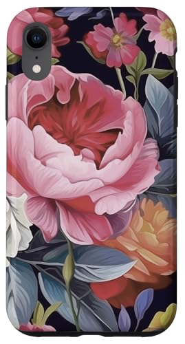 Rose- und Pfingstrosenblumenmuster auf Schwarz Hülle für iPhone XR Rose- und Pfingstrosenblumenmuster auf Schwarz Hülle für iPhone XR von Hübsche Blumendesigns