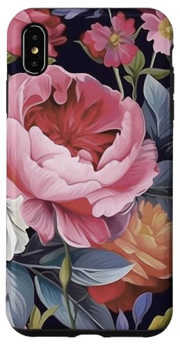 Rose- und Pfingstrosenblumenmuster auf Schwarz Hülle für iPhone XS Max Rose- und Pfingstrosenblumenmuster auf Schwarz Hülle für iPhone XS Max von Hübsche Blumendesigns
