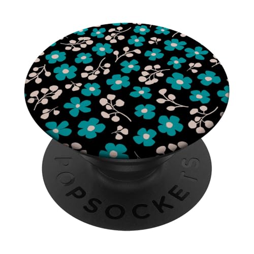 Schwarzes und blaues Blumenkritzelmuster PopSockets Klebender PopGrip Schwarzes und blaues Blumenkritzelmuster PopSockets Klebender PopGrip von Hübsche Blumendesigns