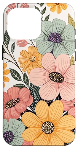 Süße Boho -Blumen auf einem weißen Hintergrund Hülle für iPhone 16 Pro Max von Hübsche Blumendesigns