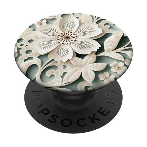 Trendy White Daisy Blumenmuster auf grünem Blumen PopSockets Klebender PopGrip Trendy White Daisy Blumenmuster auf grünem Blumen PopSockets Klebender PopGrip von Hübsche Blumendesigns
