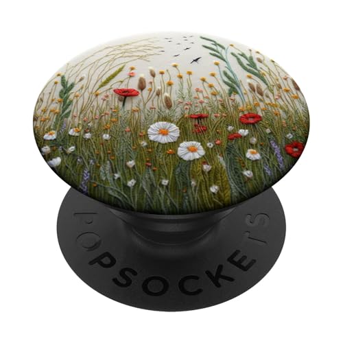 Vintage Blumen Mohn und Gänseblümchen PopSockets Klebender PopGrip von Hübsche Blumendesigns