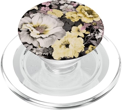 Vintage Pink, Gelb und weiße Pfingstrosenblütermuster PopSockets PopGrip für MagSafe Vintage Pink, Gelb und weiße Pfingstrosenblütermuster PopSockets PopGrip für MagSafe von Hübsche Blumendesigns