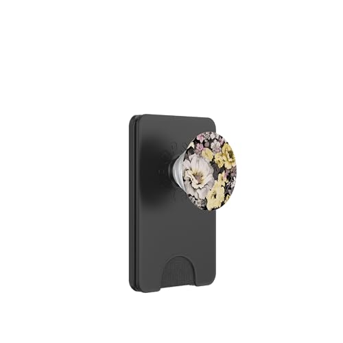 Vintage Pink, Gelb und weiße Pfingstrosenblütermuster PopSockets PopWallet für MagSafe von Hübsche Blumendesigns