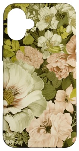 Vintage Pink -White Peony Blumenmuster Hülle für iPhone 16 Plus von Hübsche Blumendesigns