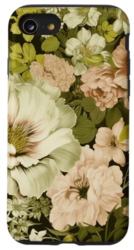 Vintage Pink -White Peony Blumenmuster Hülle für iPhone SE (2020) / 7 / 8 von Hübsche Blumendesigns