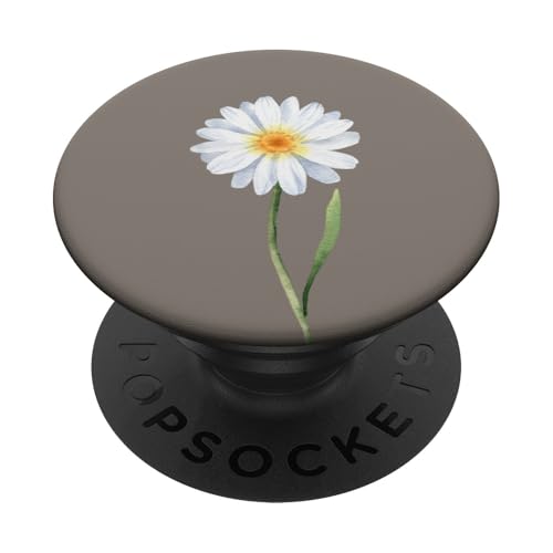 Weiße Gänseblümchenblume auf grauem Hintergrund PopSockets Klebender PopGrip Weiße Gänseblümchenblume auf grauem Hintergrund PopSockets Klebender PopGrip von Hübsche Blumendesigns