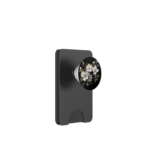 Weiße Kirschblüte auf schwarzen modernen Aquarellblumen PopSockets PopWallet für MagSafe Weiße Kirschblüte auf schwarzen modernen Aquarellblumen PopSockets PopWallet für MagSafe von Hübsche Blumendesigns