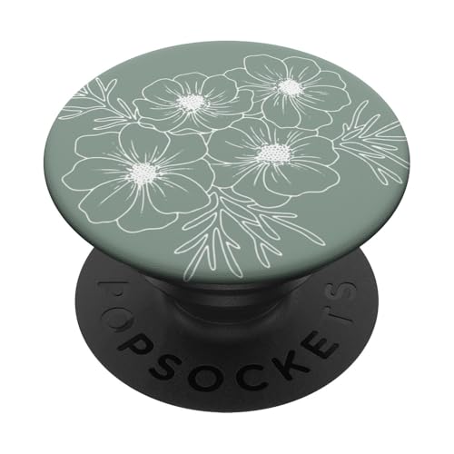 Weiße Linie Kunstanemone Blumen Blumen PopSockets Klebender PopGrip Weiße Linie Kunstanemone Blumen Blumen PopSockets Klebender PopGrip von Hübsche Blumendesigns