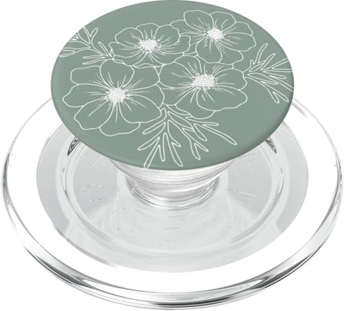 Weiße Linie Kunstanemone Blumen Blumen PopSockets PopGrip für MagSafe von Hübsche Blumendesigns