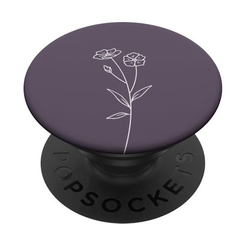 Weiße Linie Kunstblumen auf lila Blumen PopSockets Klebender PopGrip von Hübsche Blumendesigns
