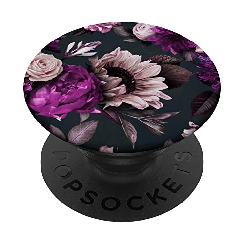 Rosen-Blumen- und Sonnenblumen-Muster in Lila, in Rosa und PopSockets mit austauschbarem PopGrip von Hübsche Blumenmuster