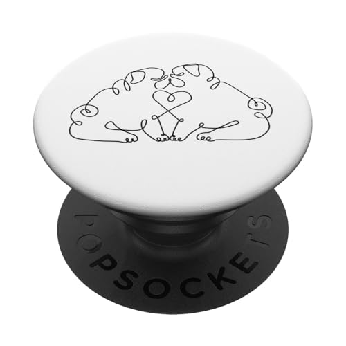 One Line Pug Kiss PopSockets Klebender PopGrip von Huebucket