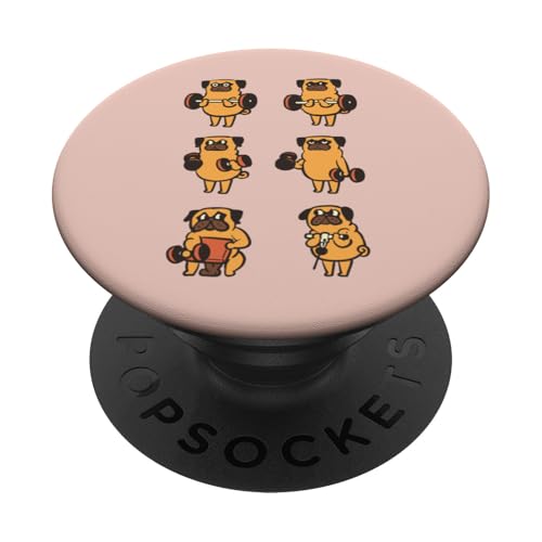 Pug Biceps Workout PopSockets Klebender PopGrip von Huebucket