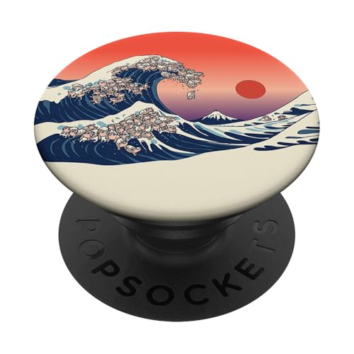 The Great Wave of Hippo PopSockets Klebender PopGrip von Huebucket