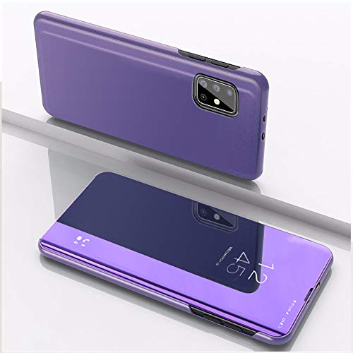Hülle® Mirror Plating Clear View Stand Function Flip Case Compatible for Motorola Moto G9 Plus (Purple) von Hülle