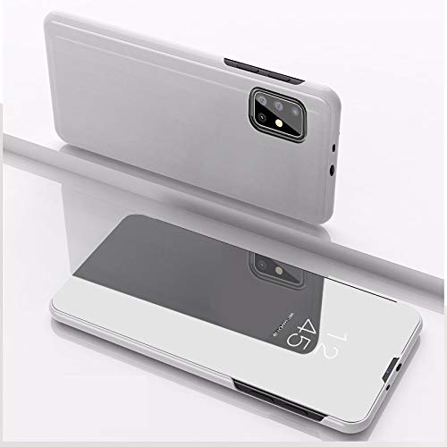 Hülle® Mirror Plating Clear View Stand Function Flip Case Compatible for Motorola Moto G9 Plus (Silver) von Hülle