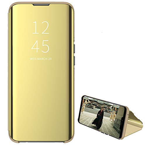 Hülle® Mirror Plating Clear View Stand Function Flip Case Compatible for Xiaomi Redmi 9 (Gold) von Hülle