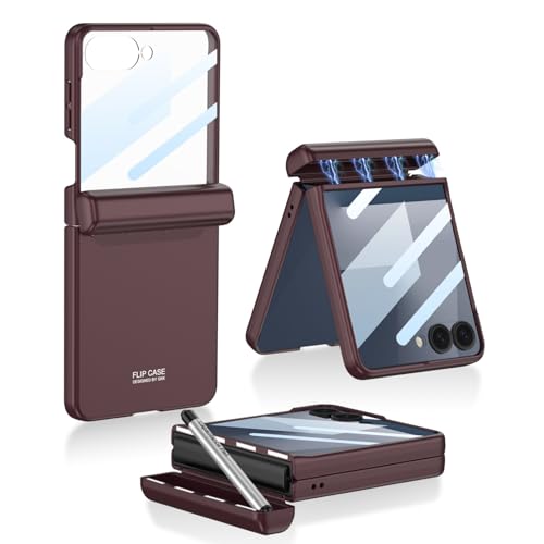 Hülle für Flip7 Handyhülle Glasfolie + Pen Box Magnetic Hinge + Stylus,Bumper Case Slim Cover für Samsung Galaxy Z Flip7(1) von Hülle