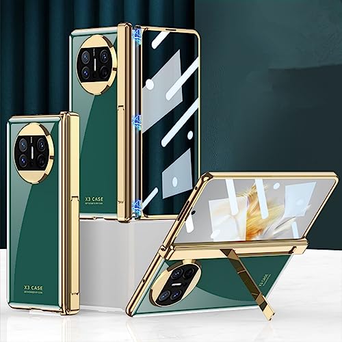 Hülle für Mate X3 Slim Handyhülle Solid Color,Glasfolie + Halterung Magnetscharnier Glossy Case für Huawei Mate X3(2) von Hülle