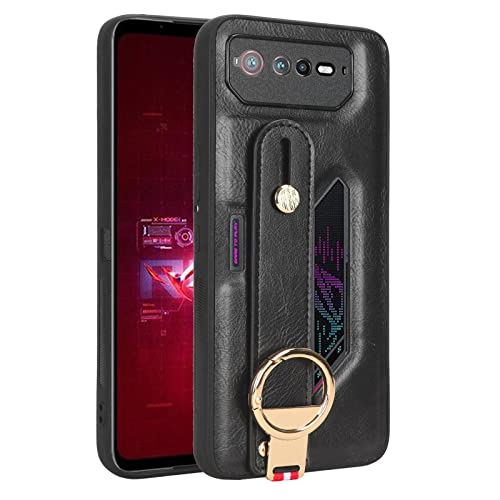 Hülle für ROG Phone 6 Handyhülle,Ringhalter Armbandhalter Ständer Leder Case Bumper für Asus ROG Phone 6(1) von Hülle