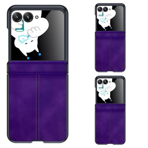 Hülle für Razr 60 Handyhülle Texturleder + Hinge + Hintere Folie,Back Cover Slim Bumper Case für Motorola Razr 60(4) von Hülle