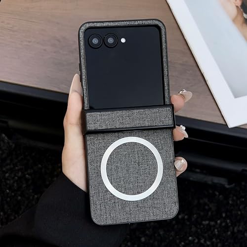 Hülle für Razr 60 Ultra Handyhülle Texture Leder + Wireless Charging + Hinge,Stoßfänger Case für Motorola Razr 60 Ultra(1) von Hülle