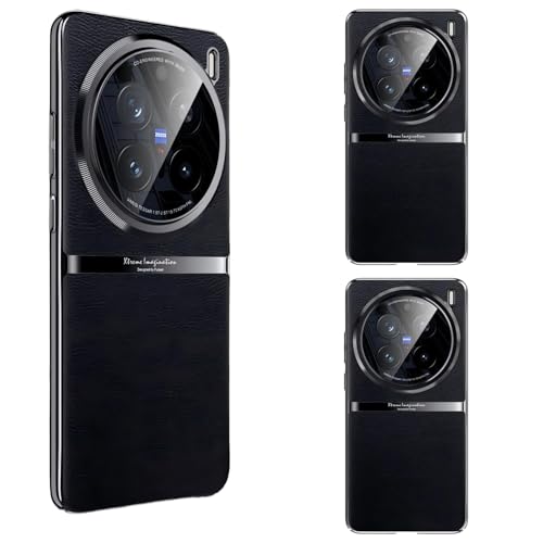 Hülle für X200 Pro Handyhülle Metallrahmen Premium Leder,Slim Case Lens Cap Bumper Shell für vivo X200 Pro(3) von Hülle
