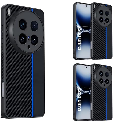 Hülle für X200 Ultra Handyhülle Kohlefaser,Textured Leder Slim Bumper Case für vivo X200 Ultra(3) von Hülle