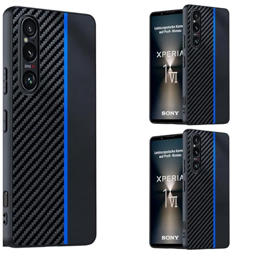Hülle für Xperia 1 VI Handyhülle Kohlefaser,Textured Leder Slim Bumper Case für Sony Xperia 1 VI(4) von Hülle
