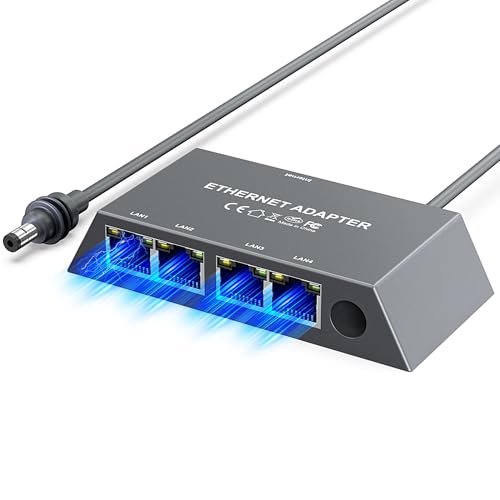 4-Port-Ethernet-Adapter für Starlink Gen 3/ Starlink Mini – Gigabit-LAN (1 Gbps) für kabelgebundene Externe Netzwerke – Gleichzeitiger Anschluss von 4 Geräten von Hugener