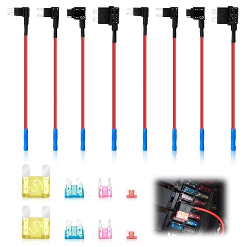 8pcs Hochwertiges Auto Stromkreissicherungshahn Set für Hardwire Kit Kabel HK3 HK4 HK3-C HK5 - ATO, Mini, Micro2, Mini Adapter/Halter inklusive von Hugfads