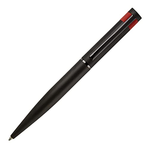Hugo Boss Loop Diamond Kugelschreiber aus Messing in der Farbe Schwarz, Länge: 14,6cm, Minenfarbe: Blau, HSW3674A von HUGO BOSS