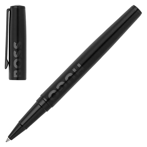 Hugo Boss Tintenroller Label Black aus Messing in der Farbe Schwarz mit einer Länge von 13,9cm, Tintenfarbe: Schwarz, HSH2095A von Hugo Boss