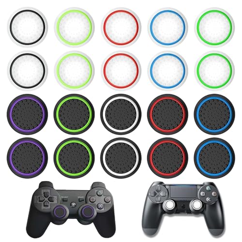 20 Stück Thumbstick Kappen Grip Zubehör Set für PS5/PS4/PS3, Schutzzubehör Kappen für Gamepads, Silikonkappen Joystick Grip für Xbox/Xbox 360/Series X/S/Xbox Elite/Switch Pro Controller 20 Stück Thumbstick Kappen Grip Zubehör Set für PS5/PS4/PS3, Schutzzubehör Kappen für Gamepads, Silikonkappen Joystick Grip für Xbox/Xbox 360/Series X/S/Xbox Elite/Switch Pro Controller von Hugwait