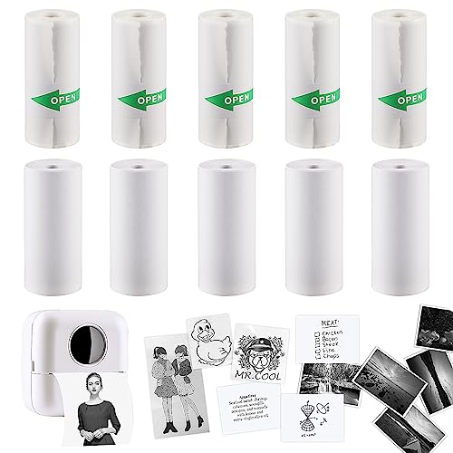 10 Rollen Thermorollen, (57 x 25 mm)5 Rollen Thermopapier für Kinder Sofortbildkameras und 5 Rollen Selbstklebender Bedruckbarer Aufkleber, Drucker Papier für Mini Mobiler Fotodrucker von HuiJuKeJi