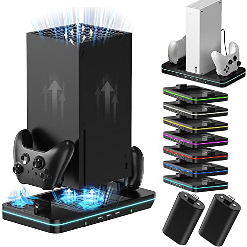 HuiJuKeJi Lüfter & Ladestation für Xbox Series X/S Konsole&Controller, mit 2 wiederaufladbaren Akkupacks, LED-Leuchten/2 Lüfter Geschwindigkeit/3 USB-Anschlüssen Dual-Controller-Ladestation Zubehör HuiJuKeJi Lüfter & Ladestation für Xbox Series X/S Konsole&Controller, mit 2 wiederaufladbaren Akkupacks, LED-Leuchten/2 Lüfter Geschwindigkeit/3 USB-Anschlüssen Dual-Controller-Ladestation Zubehör von HuiJuKeJi