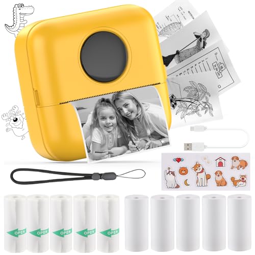 HuiJuKeJi Mini Drucker, Taschendrucker, Mini Fotodrucker für Smartphone, Sticker Drucker, Thermo Fotodrucker für Journal, Reisen Logo, Notizen, Journal, Liste, Memo (Yellow) von HuiJuKeJi