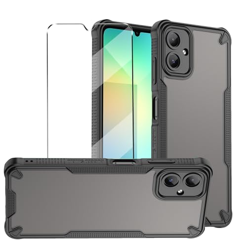 1 Pcs hülle mit Glas Compatible with Samsung Galaxy A06 Folie, hülle silikon stoßfest für Samsung Galaxy A06 schutzhülle schutzfolie schutzglas Folie handyhülle Black von HuiYouMY