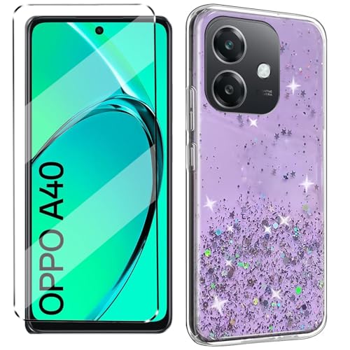 Glitzer Bling hülle mit Glas 1Pcs Compatible with Oppo A40 / Oppo A40M Folie, hülle silikon stoßfest für Oppo A40 / Oppo A40M schutzhülle schutzfolie schutzglas Folie handyhülle Purple Glitzer Bling hülle mit Glas 1Pcs Compatible with Oppo A40 / Oppo A40M Folie, hülle silikon stoßfest für Oppo A40 / Oppo A40M schutzhülle schutzfolie schutzglas Folie handyhülle Purple von HuiYouMY