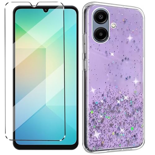 Glitzer Bling hülle mit Glas 1Pcs Compatible with Samsung Galaxy A06 Folie, hülle silikon stoßfest für Samsung Galaxy A06 schutzhülle schutzfolie schutzglas Folie handyhülle Purple Glitzer Bling hülle mit Glas 1Pcs Compatible with Samsung Galaxy A06 Folie, hülle silikon stoßfest für Samsung Galaxy A06 schutzhülle schutzfolie schutzglas Folie handyhülle Purple von HuiYouMY