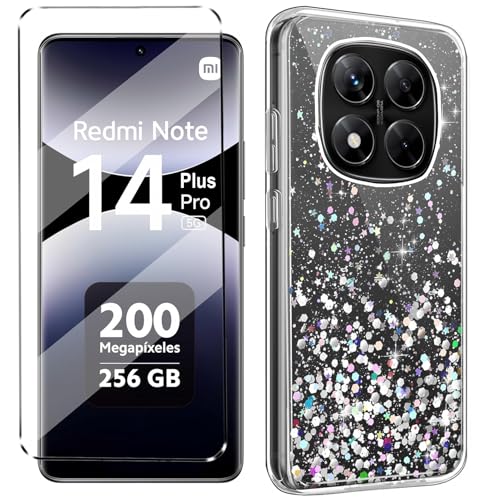 Glitzer Bling hülle mit Glas 1Pcs Compatible with Xiaomi Redmi Note 14 Pro Plus 5G folie , hülle silikon stoßfest für Redmi Note 14 Pro Plus 5G schutzhülle schutzfolie schutzglas handyhülle Clear Glitzer Bling hülle mit Glas 1Pcs Compatible with Xiaomi Redmi Note 14 Pro Plus 5G folie , hülle silikon stoßfest für Redmi Note 14 Pro Plus 5G schutzhülle schutzfolie schutzglas handyhülle Clear von HuiYouMY