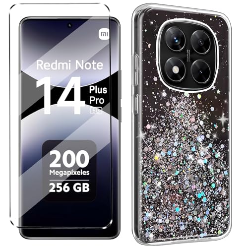 Glitzer Bling hülle mit Glas 1Pcs Compatible with Xiaomi Redmi Note 14 Pro Plus 5G folie , hülle silikon stoßfest für Redmi Note 14 Pro Plus 5G schutzhülle schutzfolie schutzglas handyhülle Black Glitzer Bling hülle mit Glas 1Pcs Compatible with Xiaomi Redmi Note 14 Pro Plus 5G folie , hülle silikon stoßfest für Redmi Note 14 Pro Plus 5G schutzhülle schutzfolie schutzglas handyhülle Black von HuiYouMY