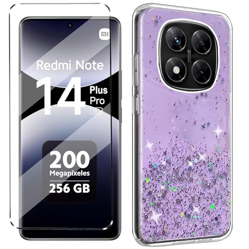 Glitzer Bling hülle mit Glas 1Pcs Compatible with Xiaomi Redmi Note 14 Pro Plus 5G folie , hülle silikon stoßfest für Redmi Note 14 Pro Plus schutzhülle schutzfolie schutzglas handyhülle Purple Glitzer Bling hülle mit Glas 1Pcs Compatible with Xiaomi Redmi Note 14 Pro Plus 5G folie , hülle silikon stoßfest für Redmi Note 14 Pro Plus schutzhülle schutzfolie schutzglas handyhülle Purple von HuiYouMY