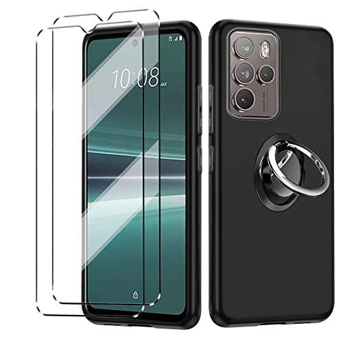 HuiYouMY [4 in 1] hülle und 2 panzeglas für HTC U23 Pro, mit Ring, hülle silikon hülle stoßfest HTC U23 Pro schutzhülle schutzfolie panzerfolie handyhülle silikon-Black von HuiYouMY